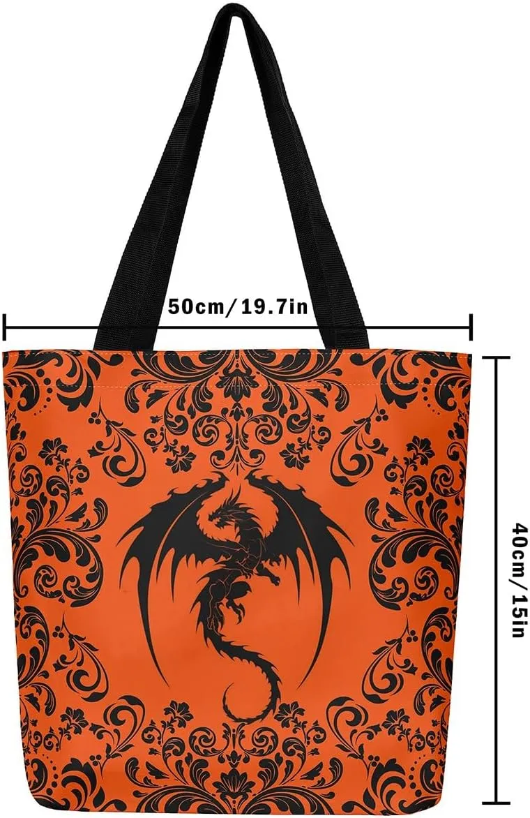Gothic Damask Tote Bag Victorian Floral Reusable Grocery Bag Bohemian Exotic Shopping Handbag Flower Shoulder Bag