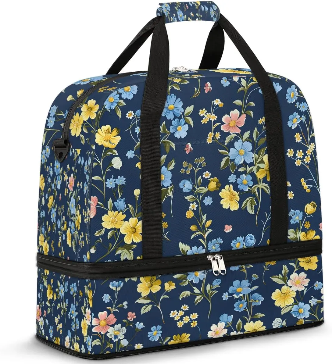 Graceful Flora Beautiful Pattern Travel Duffle Bag, Collapsible Travel Bag Sports Gym Bag With Shoes Compartment Weekender Bag Overnight Bag For Women Men
