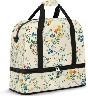 Graceful Flora Beautiful Printing Travel Duffle Bag, Collapsible Travel Bag Sports Gym Bag With Shoes Compartment Weekender Bag Overnight Bag For Women Men