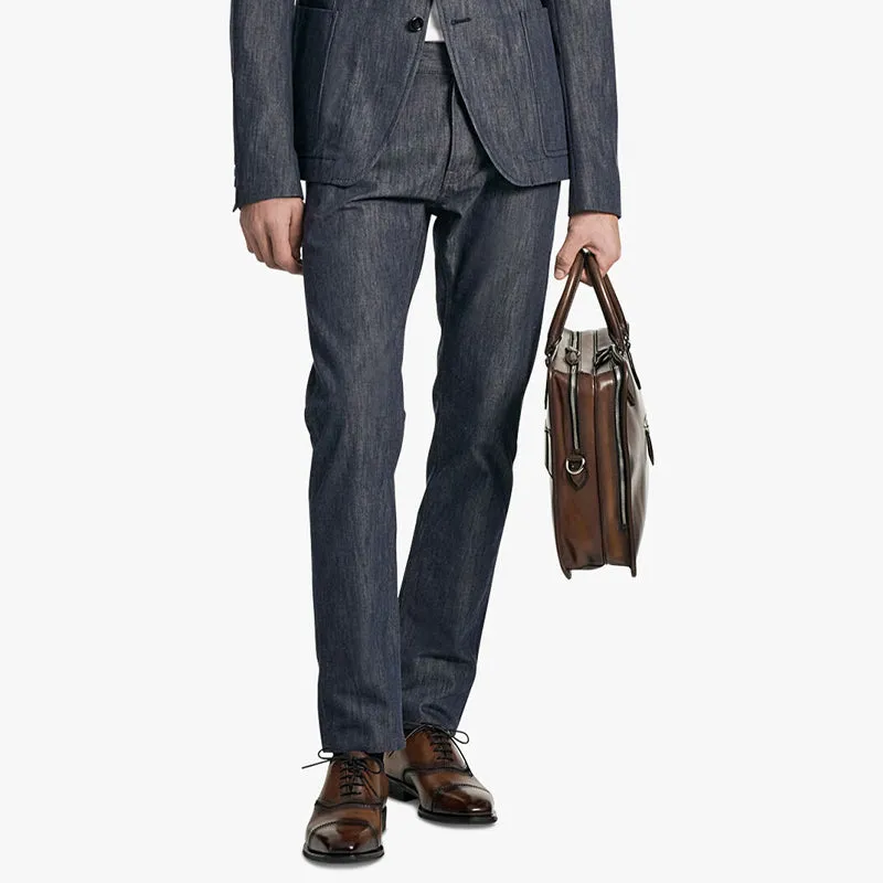 Grained Leather Satchel