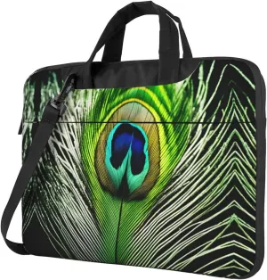 Green Peacock Feather Print Work Laptop Bag Stylish and Protective Laptop Case Briefcase for Men Women Office