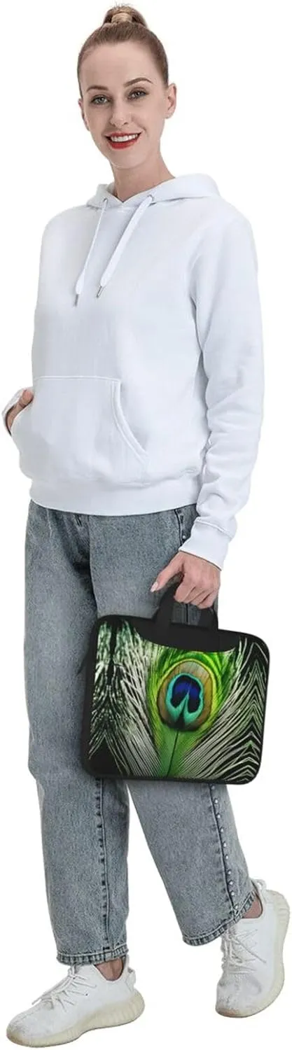 Green Peacock Feather Print Work Laptop Bag Stylish and Protective Laptop Case Briefcase for Men Women Office