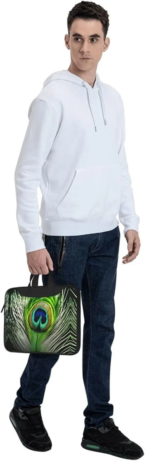Green Peacock Feather Print Work Laptop Bag Stylish and Protective Laptop Case Briefcase for Men Women Office