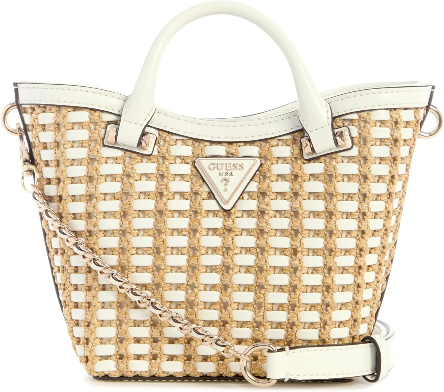 GUESS Atalia Mini Tote, Natural/White