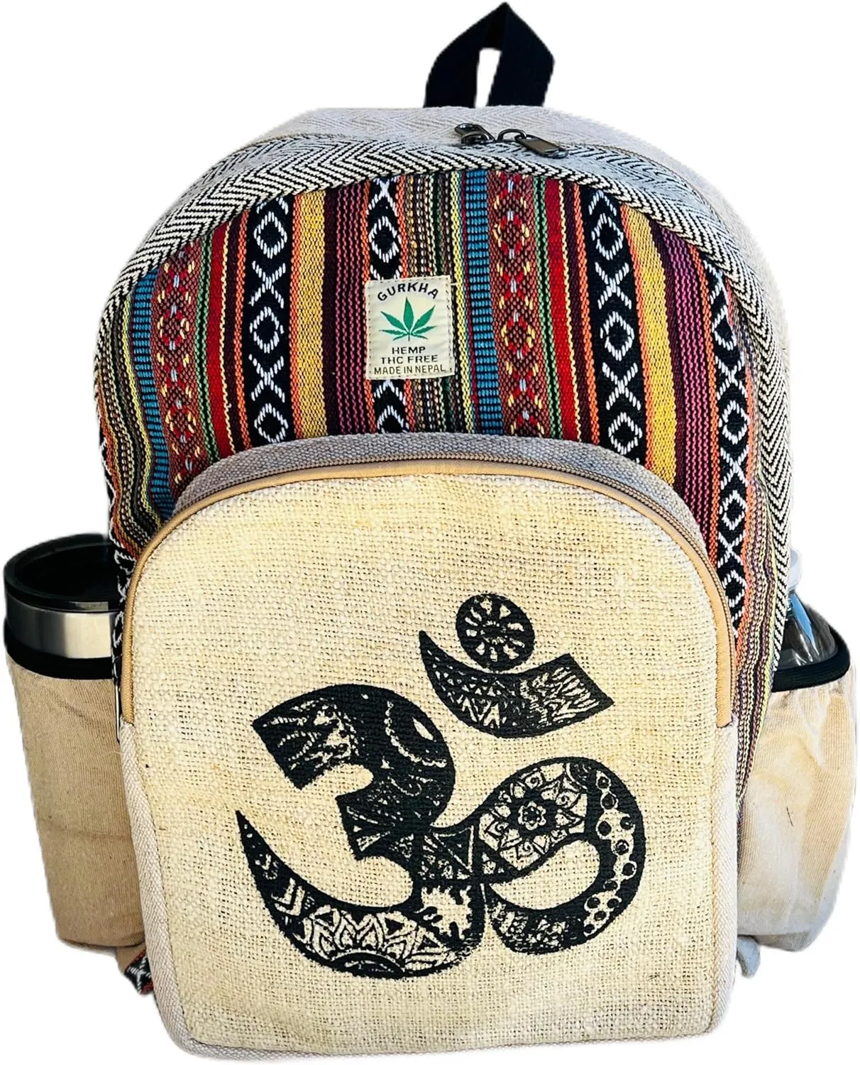 Gurkha Handmade Himalayan Hemp Backpack 17 IN Large Backpack Hippie, Festival, Hiking, Laptop & Tablet Backpack - Handmade In Mt. Everest Country Nepal