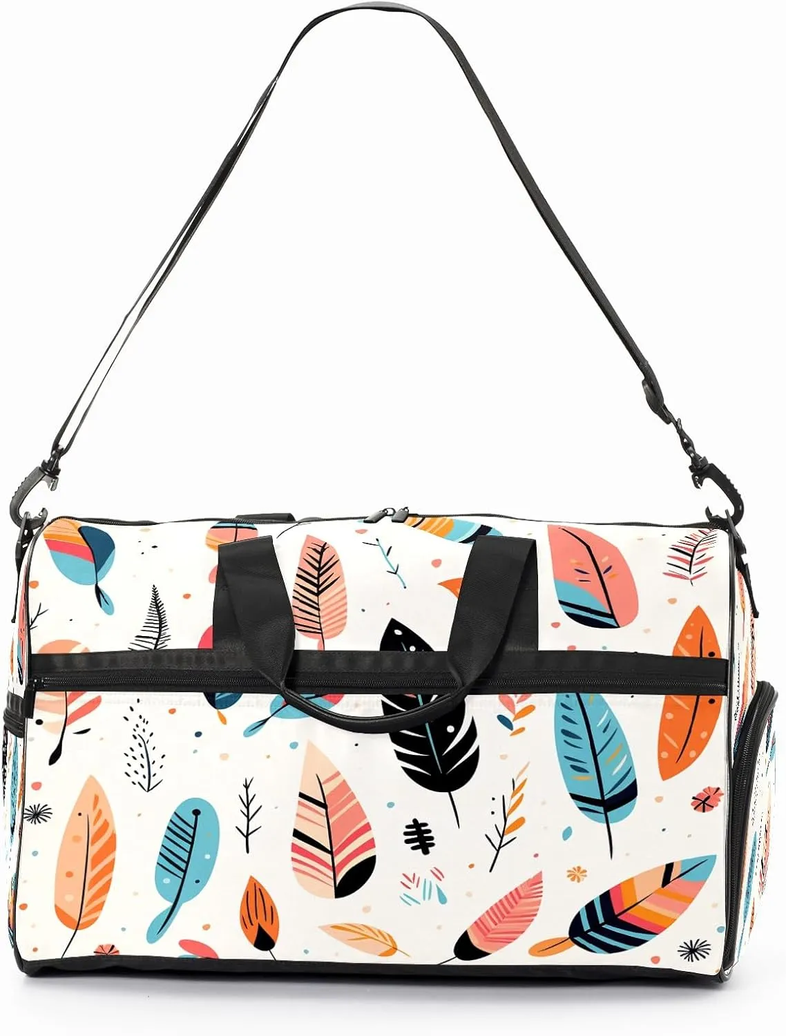 Gym Bag for Women, Carry on Weekender Overnight Bag, Travel Duffel Bags, Personal Item Travel Bag Tote Bag Workout Dance Bag, Cute Illustration Feather - 2