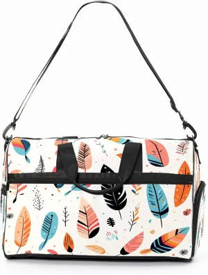 Gym Bag for Women, Carry on Weekender Overnight Bag, Travel Duffel Bags, Personal Item Travel Bag Tote Bag Workout Dance Bag, Cute Illustration Feather - 2