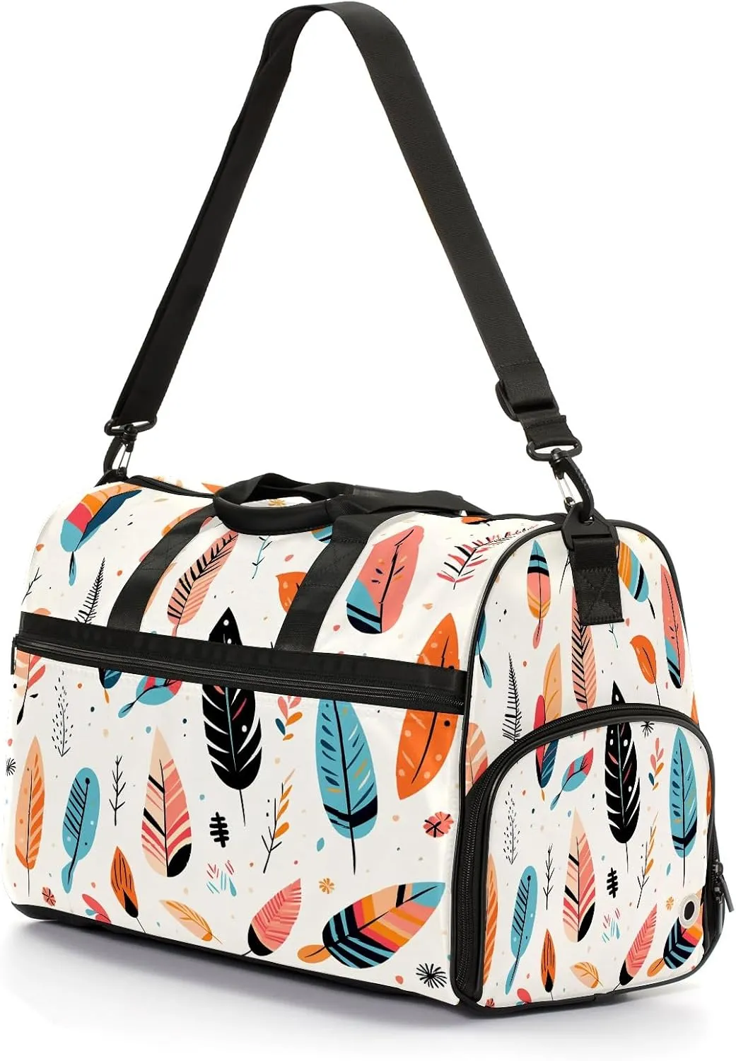 Gym Bag for Women, Carry on Weekender Overnight Bag, Travel Duffel Bags, Personal Item Travel Bag Tote Bag Workout Dance Bag, Cute Illustration Feather - 2