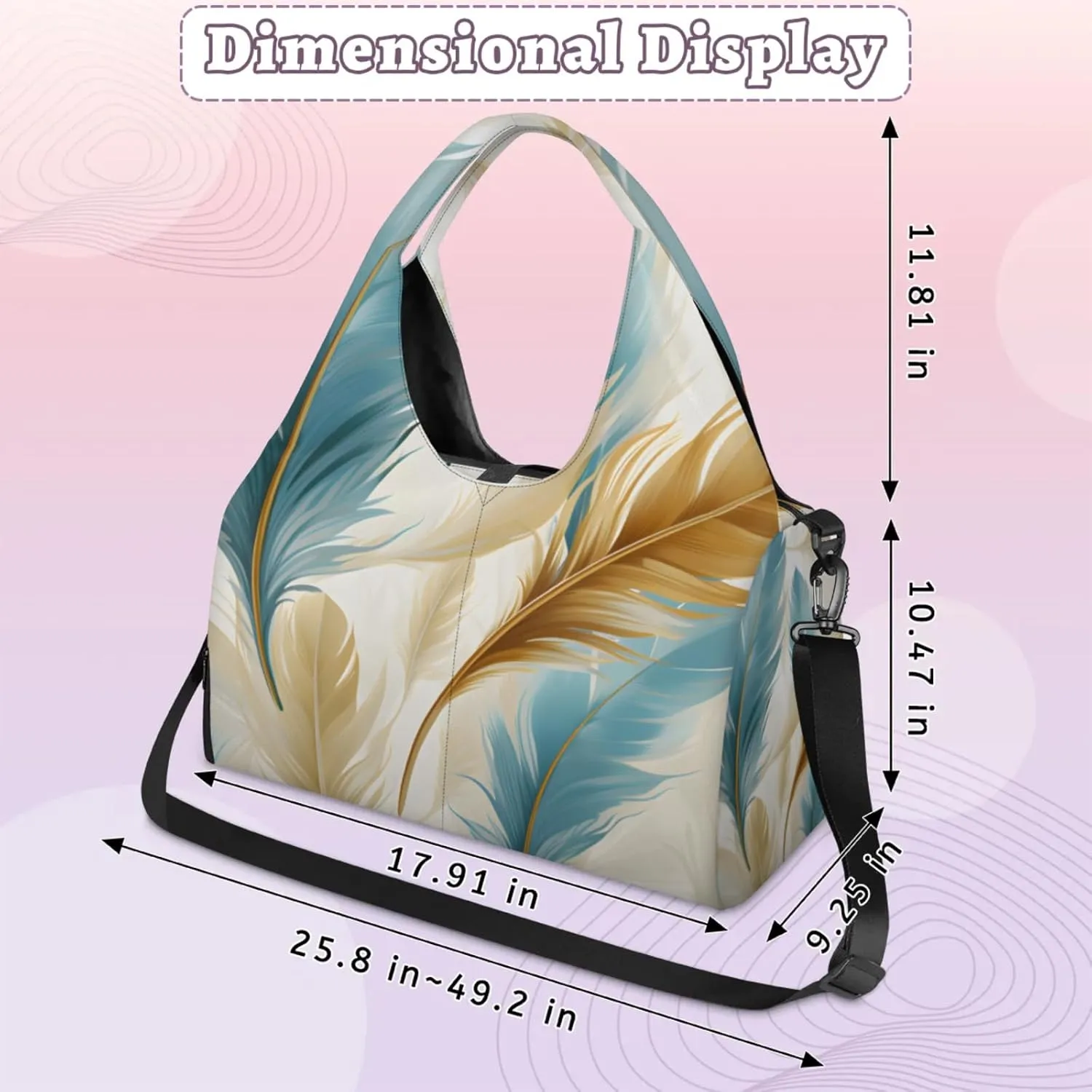 Gym Bag for Women Soft Feather Duffel Bag with Shoe Compartment and Yoga Mat Holder Portable Weekender Bags Travel Tote Bags
