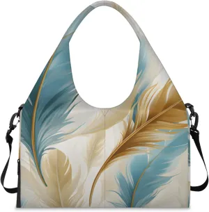 Gym Bag for Women Soft Feather Duffel Bag with Shoe Compartment and Yoga Mat Holder Portable Weekender Bags Travel Tote Bags