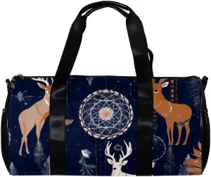 Gym Bags for Men,Travel Duffel Bags for Women,Bohemia Feather Deer Dream Catcher,Workout Bag