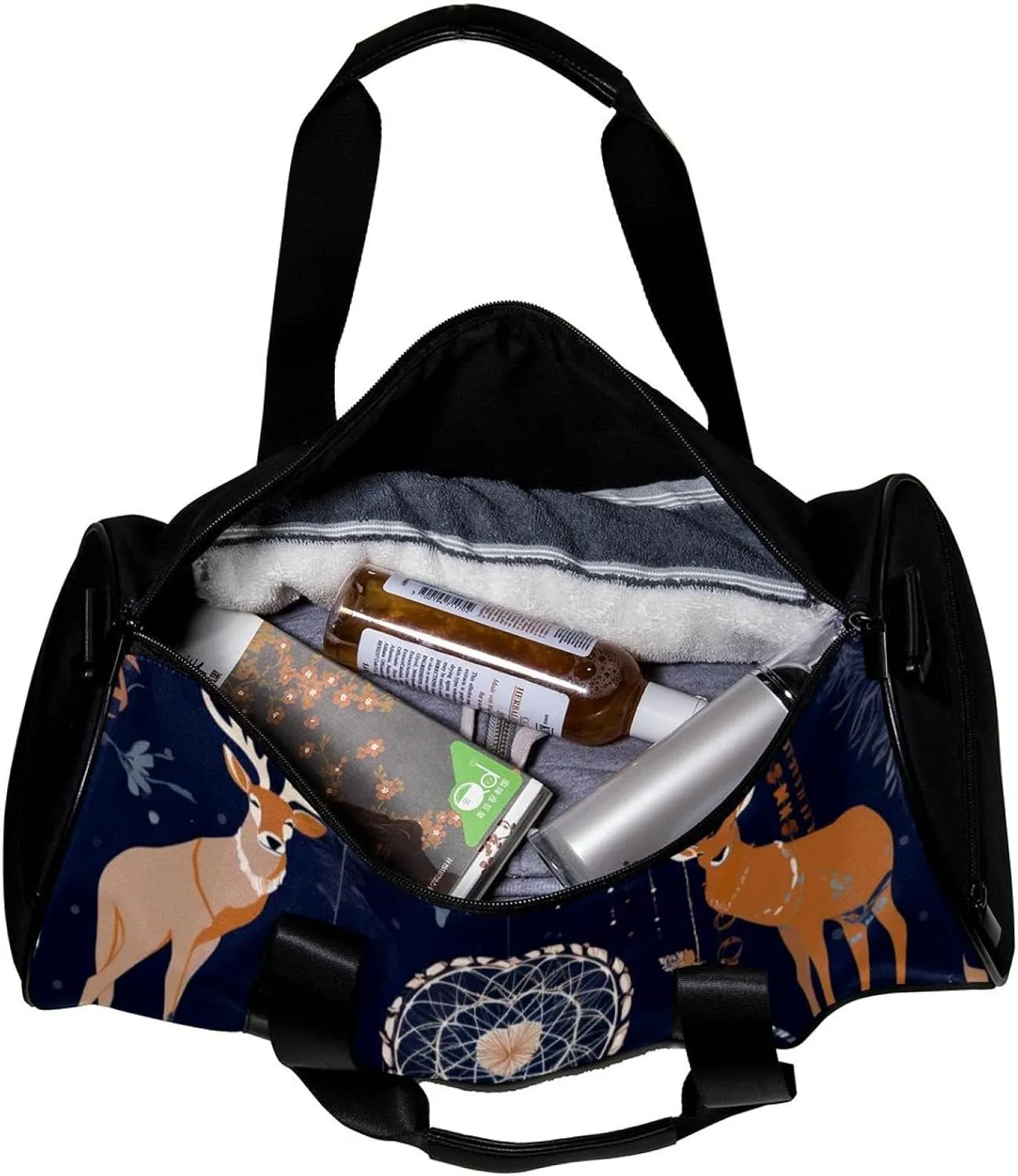 Gym Bags for Men,Travel Duffel Bags for Women,Bohemia Feather Deer Dream Catcher,Workout Bag