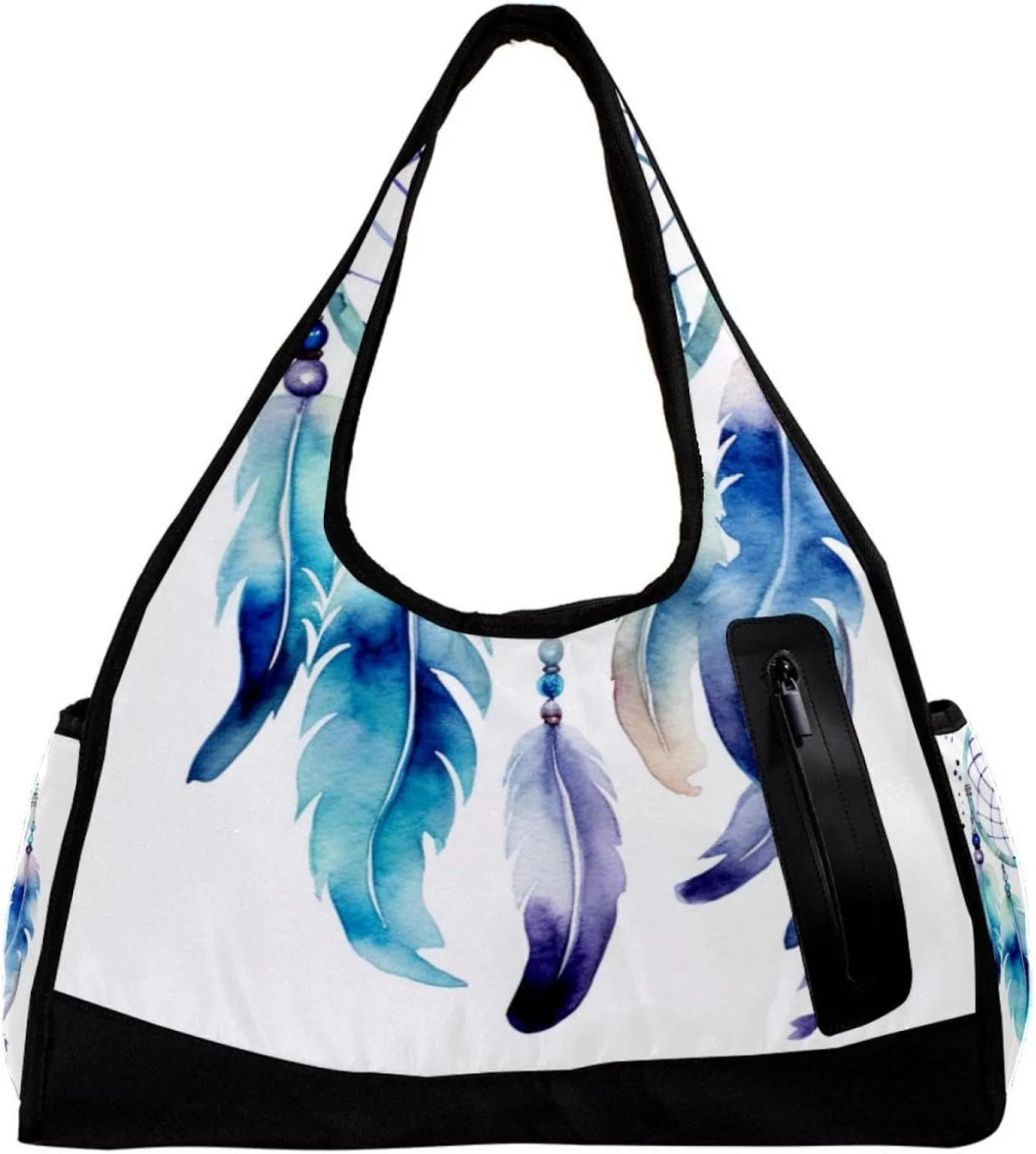 Gym Bags for Men,Travel Duffel Bags for Women,Ethnic Feather Watercolor Dream Catcher,Workout Bag