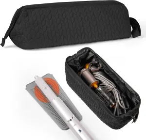 Hair Tools Travel Bag Case, Hair Accessories Organizer with Heat Resistant Mat, Flat Iron Curling Iron Travel Case for Shark Flex Style, Silicone Heat Mat for Hair Tools, Hot Tools Travel Bag (Black)