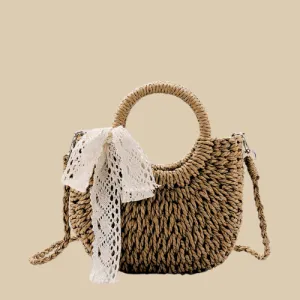 Half Round Woven Straw Bag | Stella