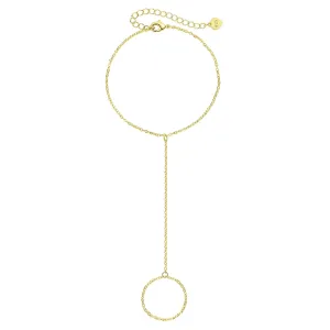 Hand Chain Finger Ring Bracelet 14k Gold Non-Tarnish Bracelet for Women 6" to 8" Adjustable length