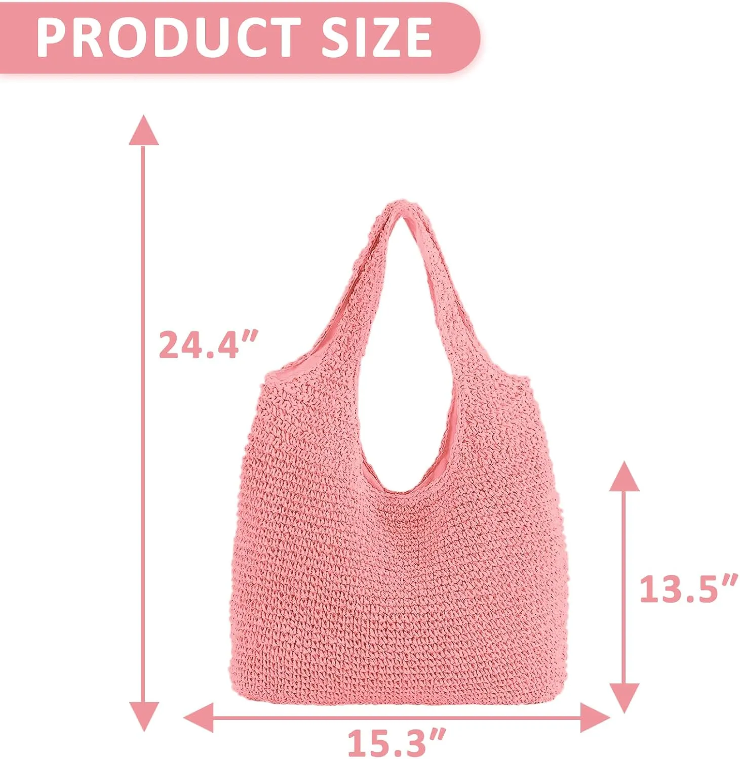 Hand-woven Soft Large Straw Shoulder Bag Boho Straw Handle Tote Retro Summer Beach Bag Rattan Handbag