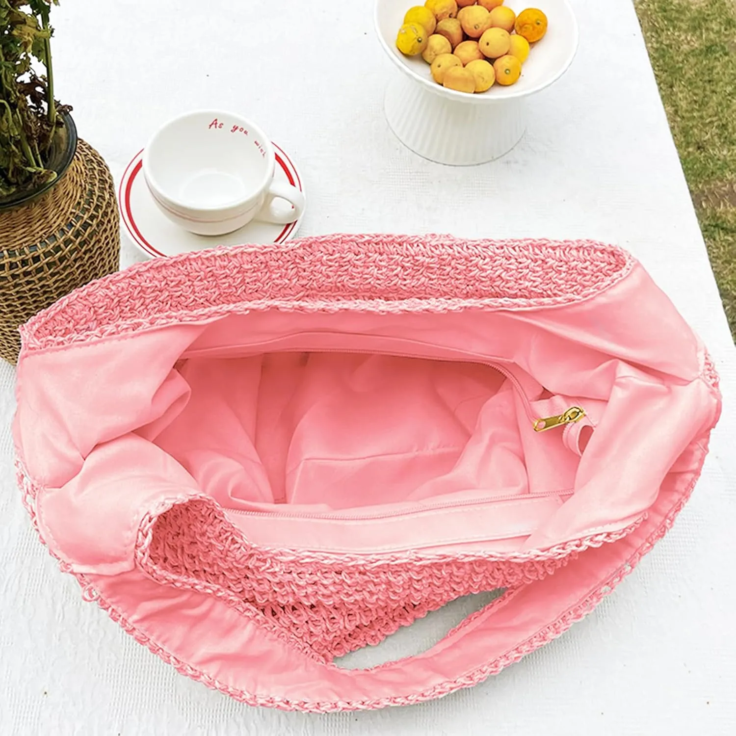 Hand-woven Soft Large Straw Shoulder Bag Boho Straw Handle Tote Retro Summer Beach Bag Rattan Handbag
