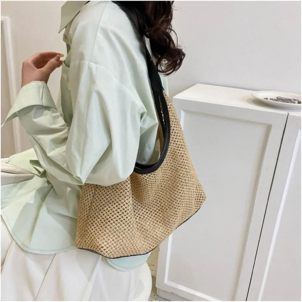 Handbag Summer New Straw Bag Holiday Beach Woven Bag Shoulder Literary Large Bag Out Straw Bags Handbag