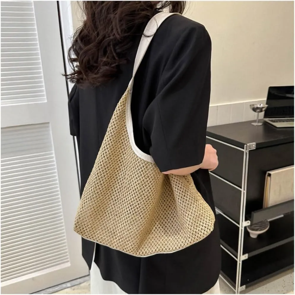 Handbag Summer New Straw Bag Holiday Beach Woven Bag Shoulder Literary Large Bag Out Straw Bags Handbag