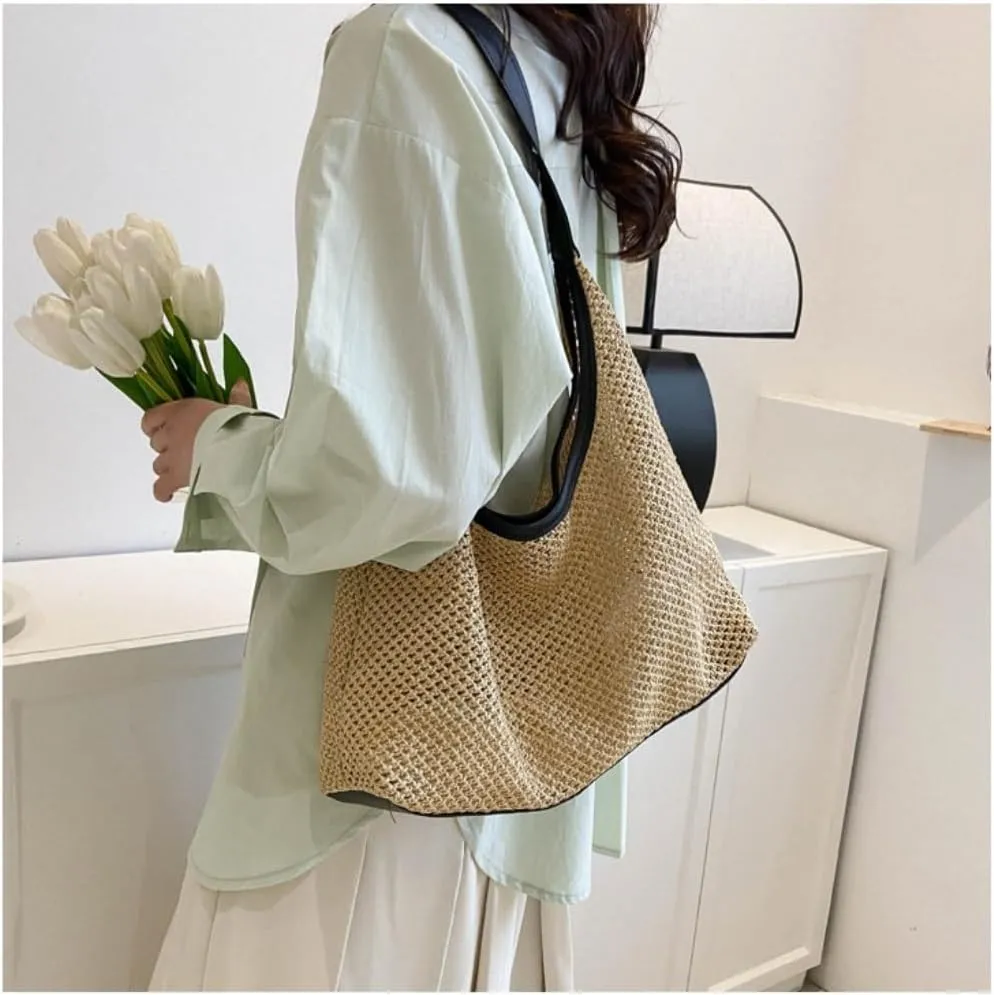 Handbag Summer New Straw Bag Holiday Beach Woven Bag Shoulder Literary Large Bag Out Straw Bags Handbag