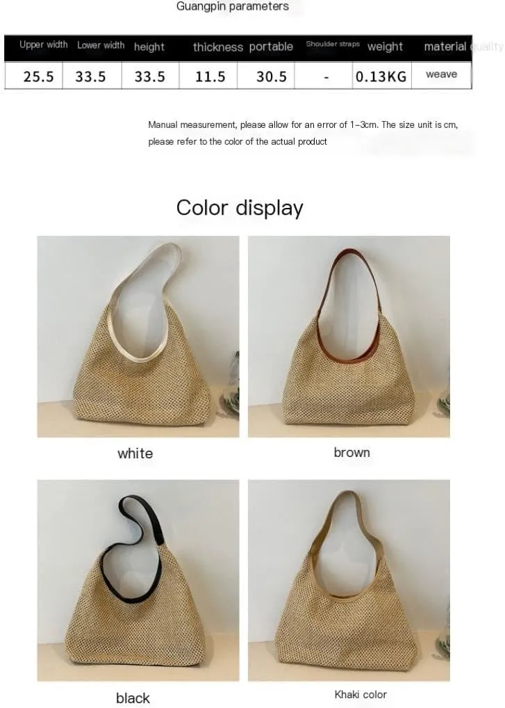 Handbag Summer New Straw Bag Holiday Beach Woven Bag Shoulder Literary Large Bag Out Straw Bags Handbag