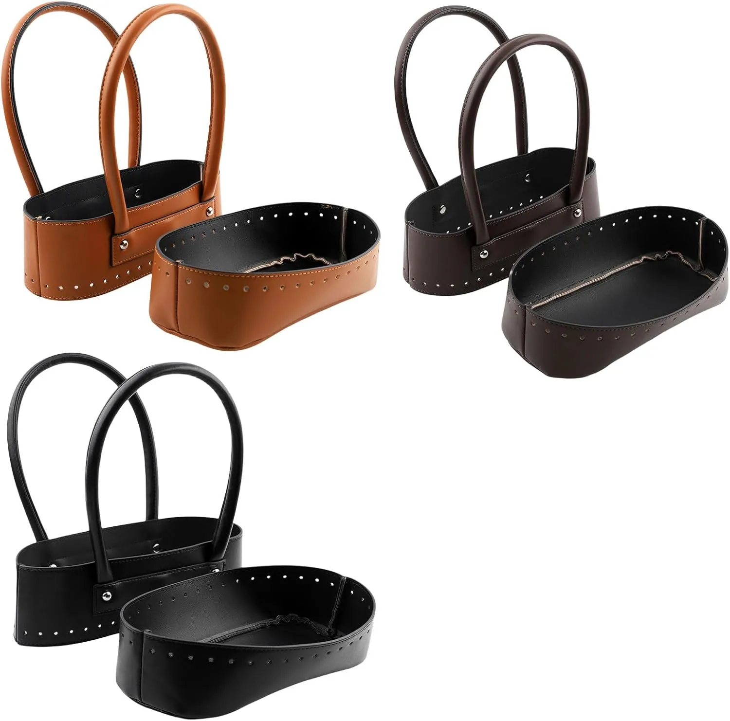 Handmade Bag Bottoms PU Leather Bag Handle Knitting Crochet Handbag Sewing Supplies Bag Accessories for Knitting Bag