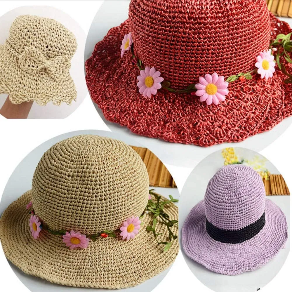 Handmade Raffia Straw Beach Bag & Sun Hat Kit - Sapphire Blue, 500g, Crochet & Knitting Materials Included
