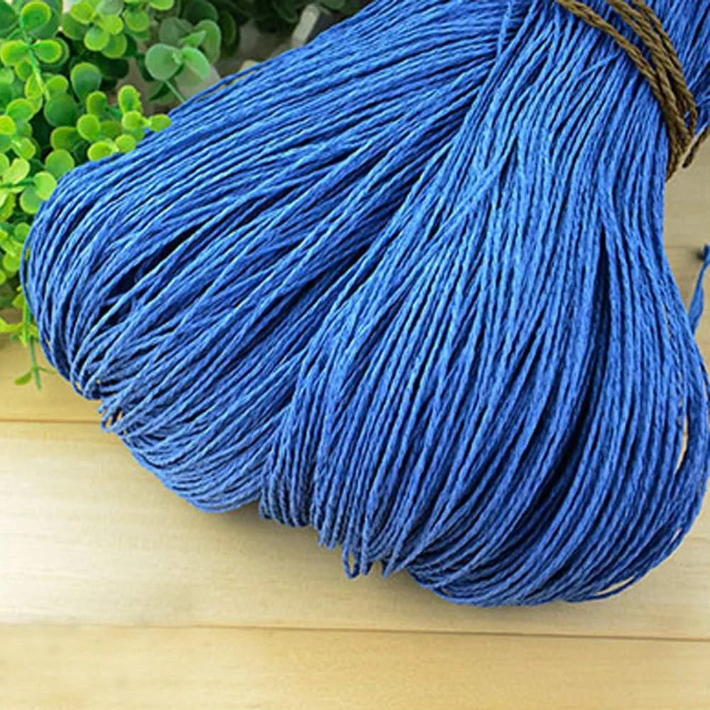 Handmade Raffia Straw Beach Bag & Sun Hat Kit - Sapphire Blue, 500g, Crochet & Knitting Materials Included