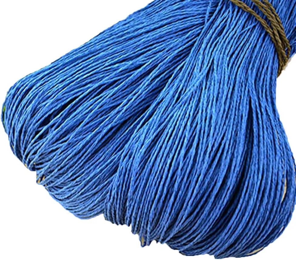 Handmade Raffia Straw Beach Bag & Sun Hat Kit - Sapphire Blue, 500g, Crochet & Knitting Materials Included