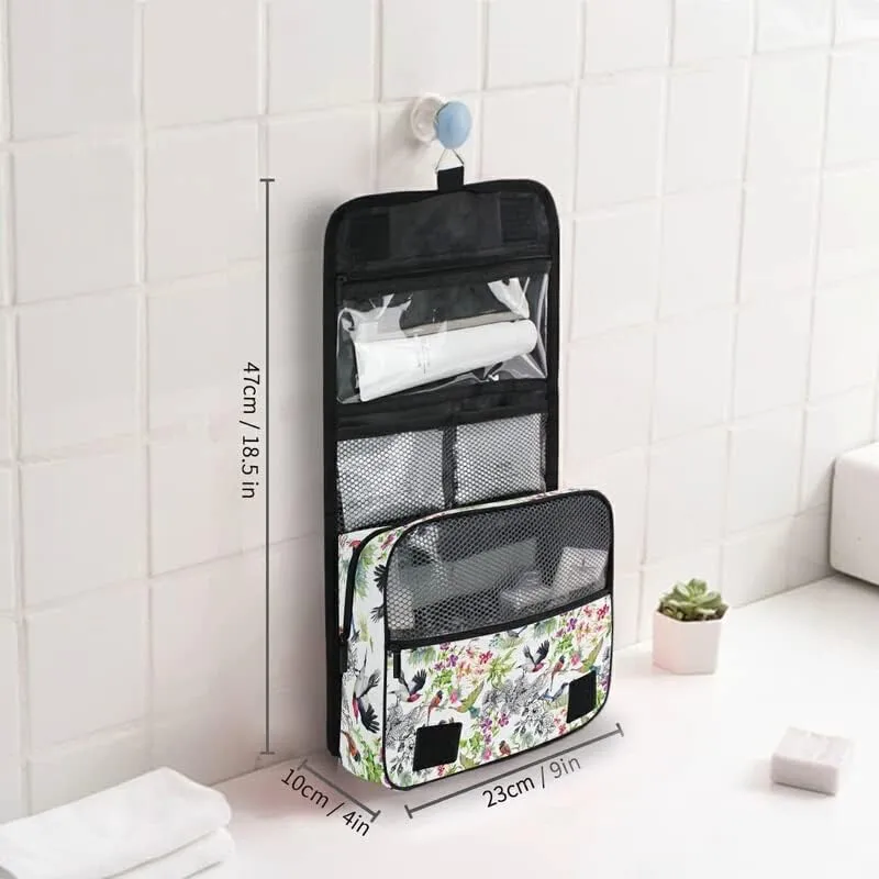 Hanging Toiletry Bag Birds and Exotic Flowers Makeup Travel bag for Toiletries Portable Toiletry Organizer Bags Clear Toiletry Cosmetic Kit