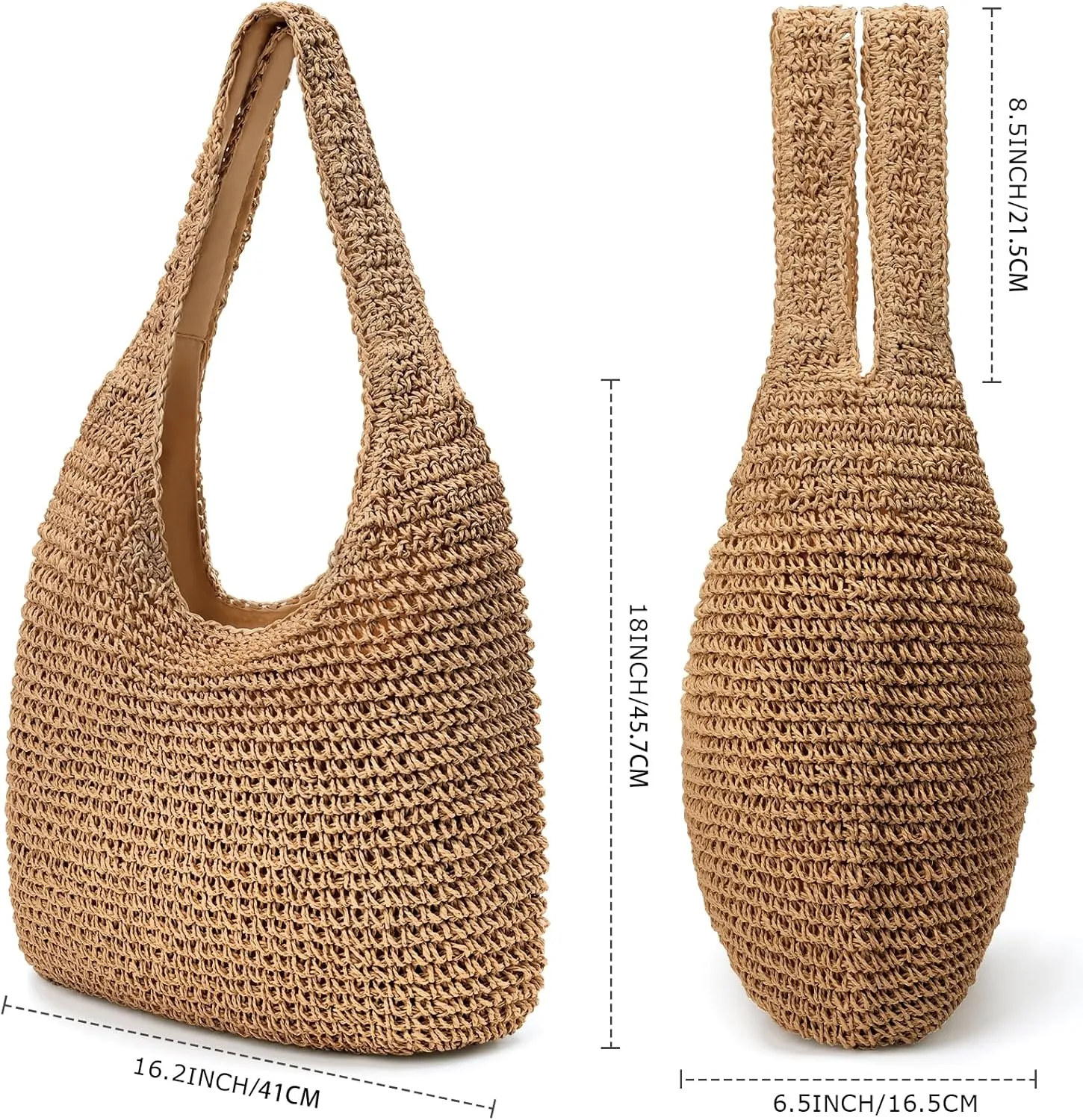 hatisan Straw Beach Bag for Women Summer Woven Beach Tote Bag Shoulder Handbags Boho Bag