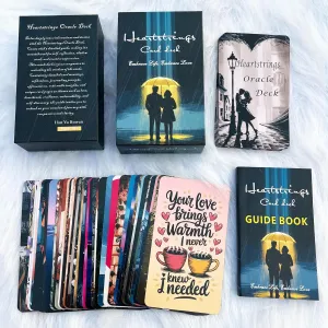 Heartstring Oracle Cards, Twin Flame Love Oracle Cards, Oracle Deck and tarot cards for Beginners, 56 card with a detailed guidebook, emotional growth, reflections, journal prompts, affirmations