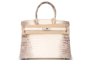 Hermès Birkin 30 Exotic Himalaya Blanc Crocodile Niloticus White Gold And Diamond