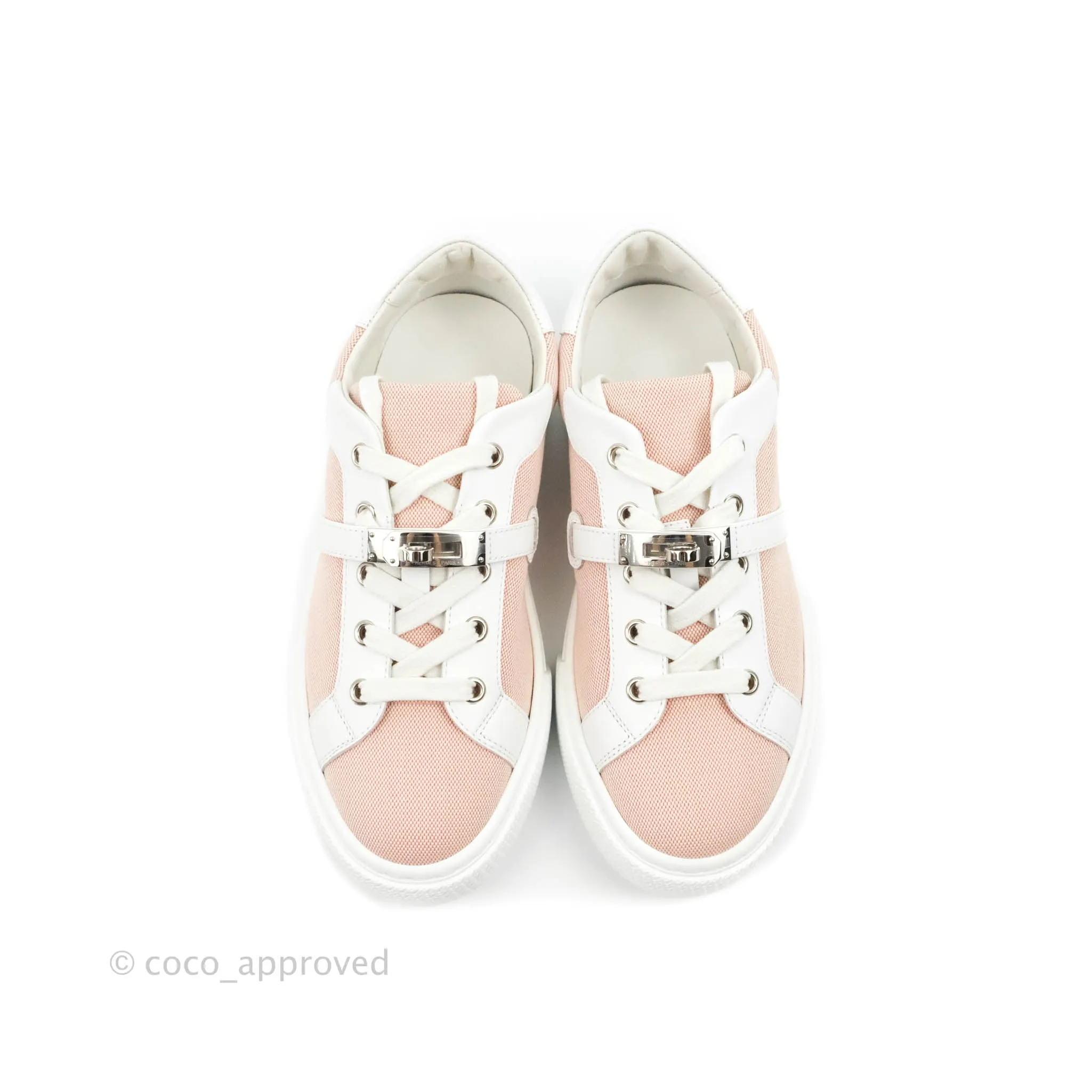 Hermès Day Sneakers Framboise Canvas White Calfskin Size 37