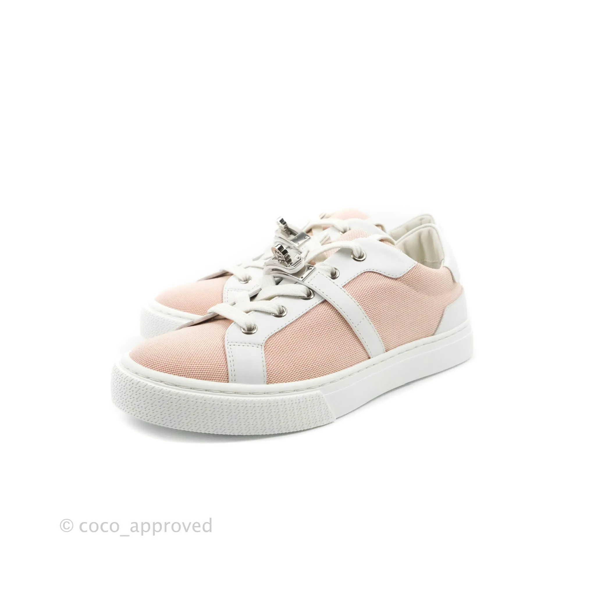 Hermès Day Sneakers Framboise Canvas White Calfskin Size 37