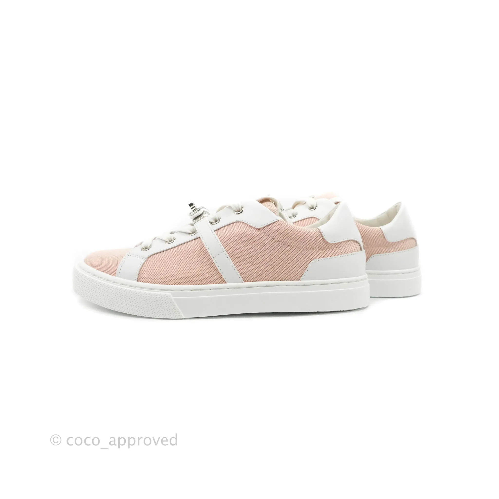 Hermès Day Sneakers Framboise Canvas White Calfskin Size 37