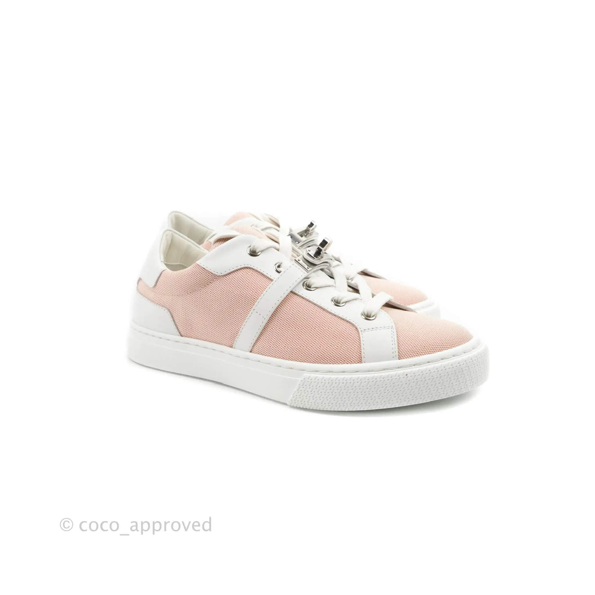 Hermès Day Sneakers Framboise Canvas White Calfskin Size 37