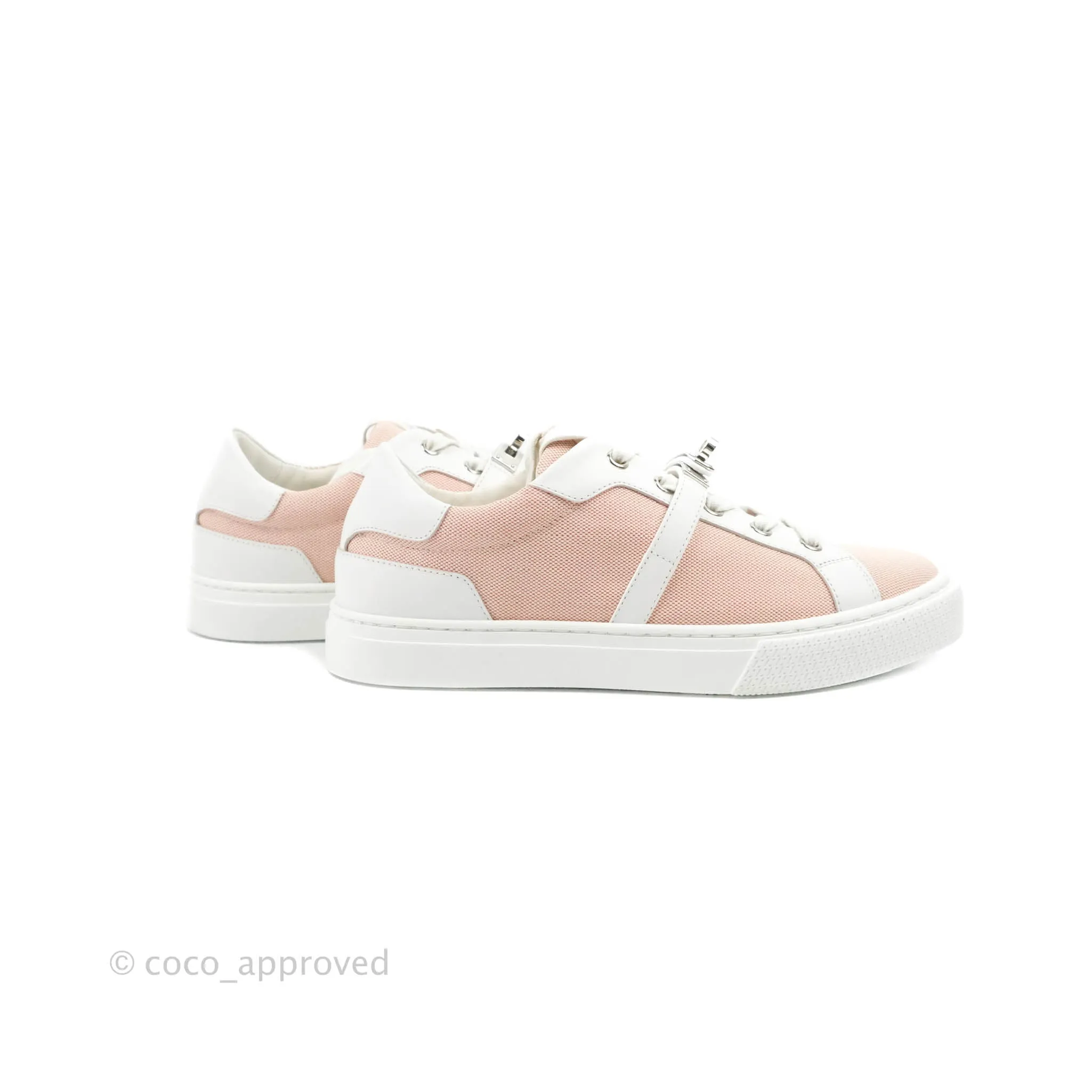 Hermès Day Sneakers Framboise Canvas White Calfskin Size 37