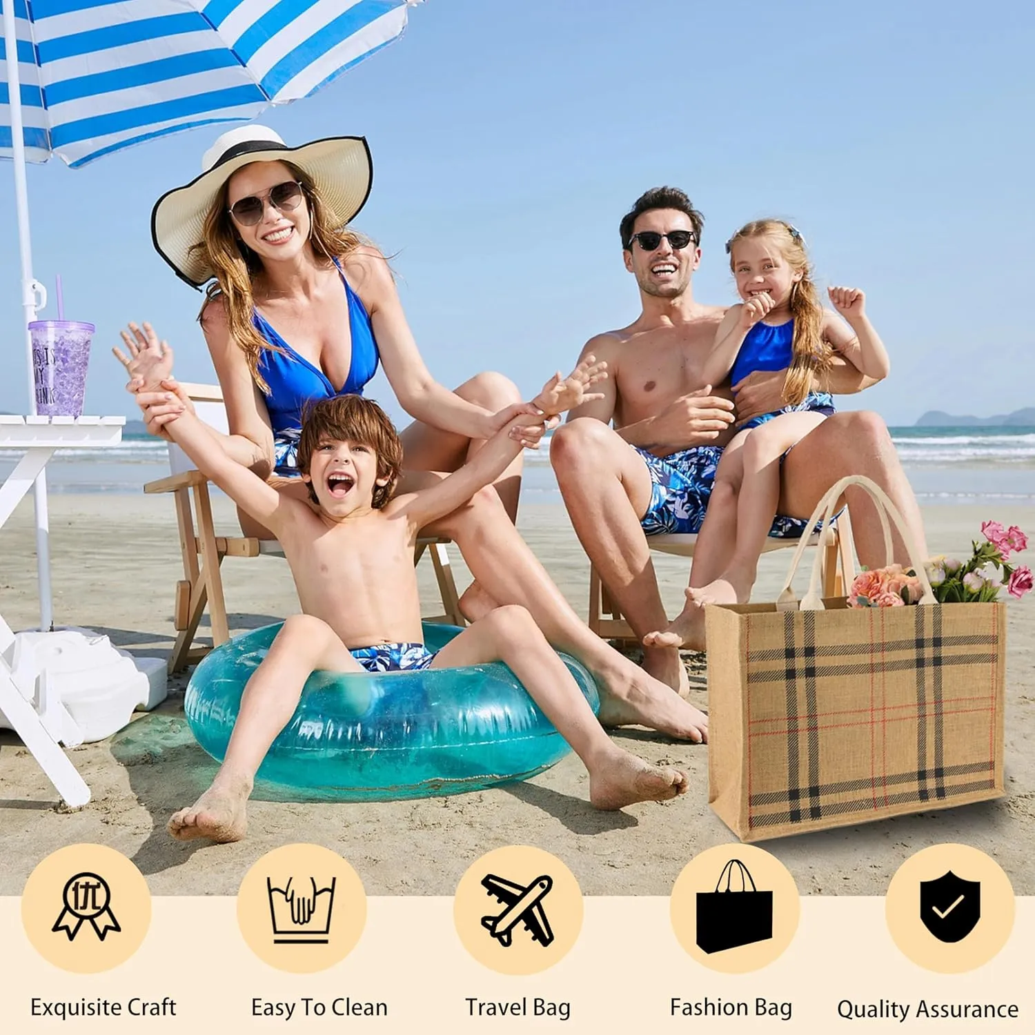 Hibala Woven Large Beach Bag Straw Bag Beach Tote Handmade Weaving Shoulder Bag Tassel Bag Handbag