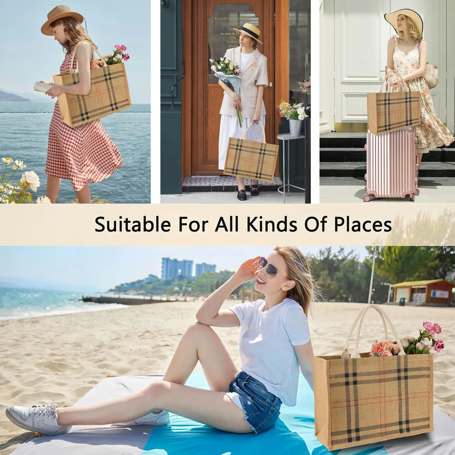 Hibala Woven Large Beach Bag Straw Bag Beach Tote Handmade Weaving Shoulder Bag Tassel Bag Handbag