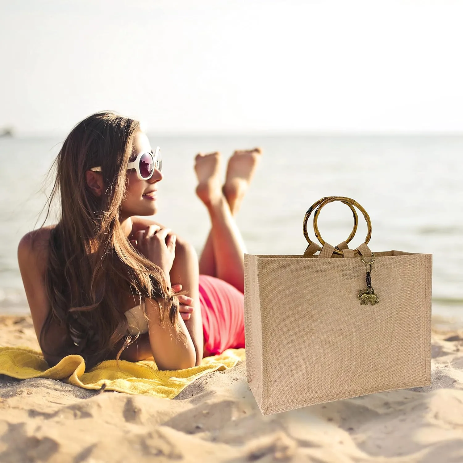 Hibala Woven Large Beach Bag Straw Beach Tote Handmade Weaving Shoulder Tassel Bag Handbag