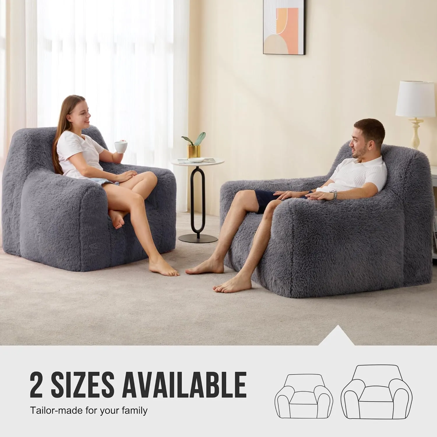 Hobestluk Bean Bag Chair Giant Bean Bag Chairs for Adults, Bean Bag Sofa Chair with Armrests, Oversize Beanbag Couch Comfy Chair for Bedroom, Living Room, Dorm and Office