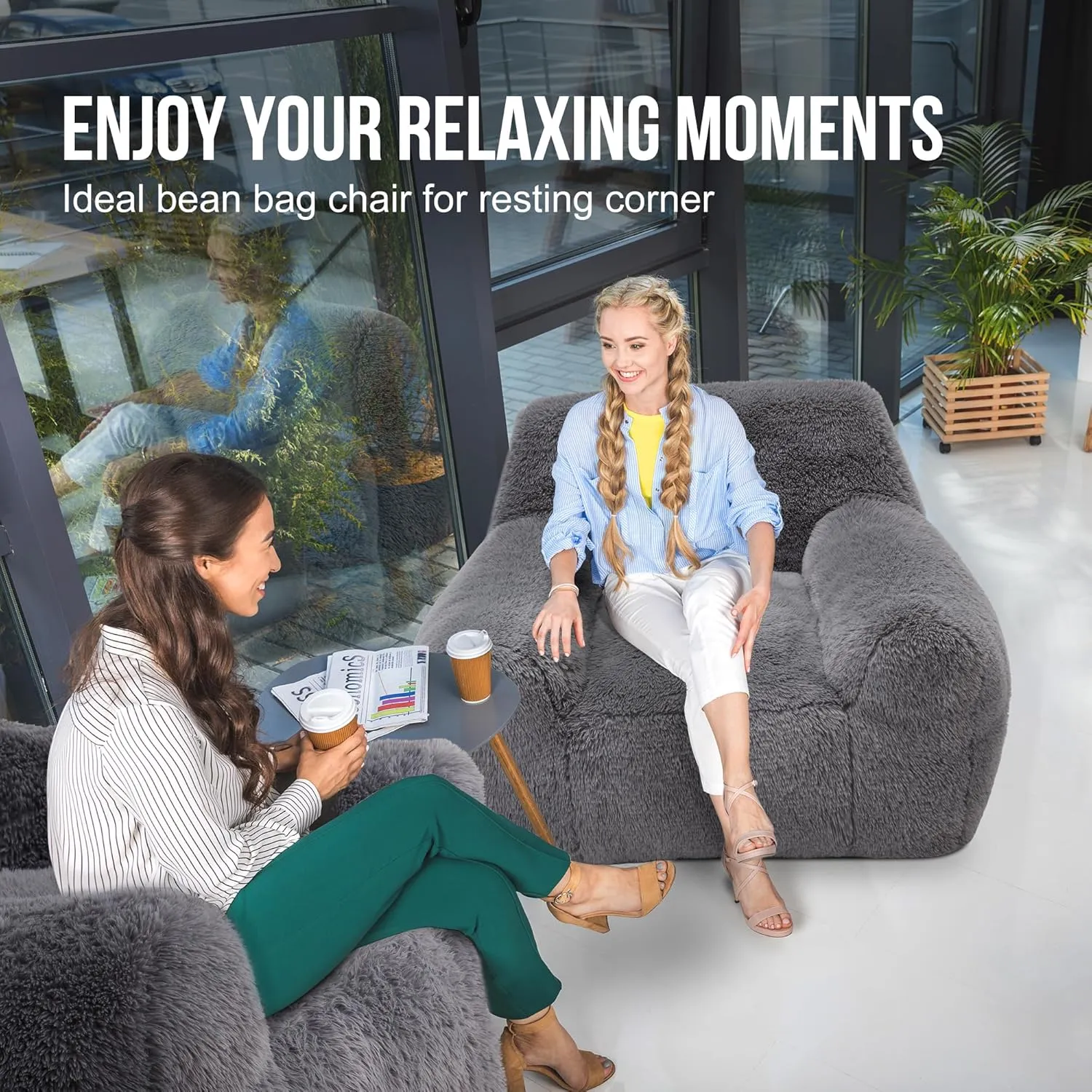 Hobestluk Bean Bag Chair Giant Bean Bag Chairs for Adults, Bean Bag Sofa Chair with Armrests, Oversize Beanbag Couch Comfy Chair for Bedroom, Living Room, Dorm and Office