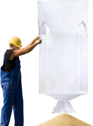 Hoolerry 1 Pcs FIBC Bag Bulk Sack Bulk Bag for Construction Dumpster Sand 1 Ton 3300lbs 35x35x43 in Heavy Duty Large Sand Sacks with Duffle Bottom and Handle for Industrial Transport