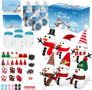 Hophine 12Pack Build a Snowman Kit, Molding Clay Snowman Kit, Christmas DIY Crafts for Kids, Perfect for Winter Holiday Parties, Christmas Stocking Stuffers for Kids - Xmas Gift!