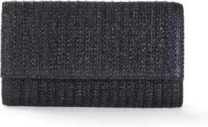 Huralona Women Straw Clutch Purse Envelope Handbag for Summer Beach Vacation Shoulder Crossbody Bag