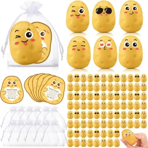 HyDren 100 Sets Appreciation Gift Bulk Father Employee Potato Stress Ball Emotional Foam Stretchy Ball with Inspirational Card Bag Stress Relief Thank You Gift for Nurse Assistant Coworker Teacher