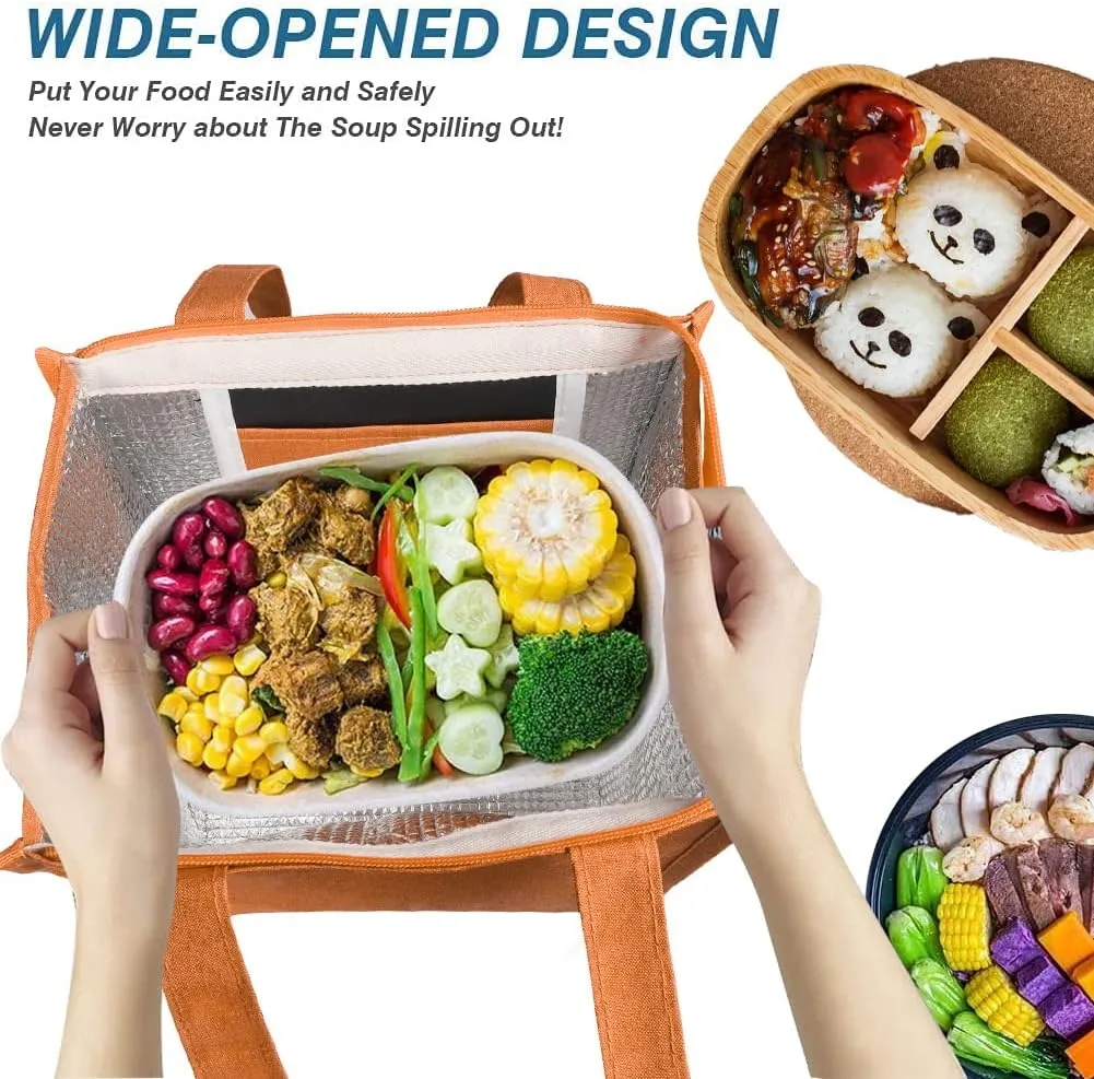 iknoe Lunch Bag Insulated Lunch Bags for Women & Men, 9L Reusable Lunch Tote, Portable Adult Thermal Large Lunch Cooler for Work Picnic Beach (Orange)