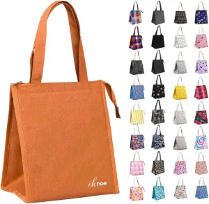 iknoe Lunch Bag Insulated Lunch Bags for Women & Men, 9L Reusable Lunch Tote, Portable Adult Thermal Large Lunch Cooler for Work Picnic Beach (Orange)
